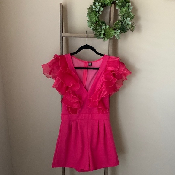 SHEIN Pants - SHEIN hot pink ruffle romper